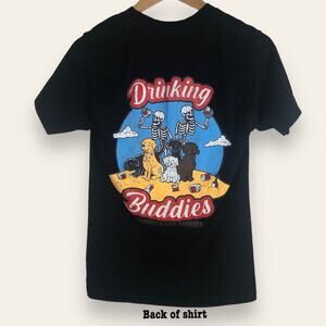 Linda Finegold ALF Live Forever Drinking Buddies Skeletons & Dogs Graphic Shirt
